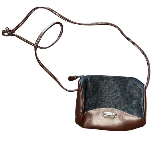 Vintage Esprit Purse Two Tone Black Brown 90s Shoulder Crossbody Bag Retro Small - Picture 2 of 12